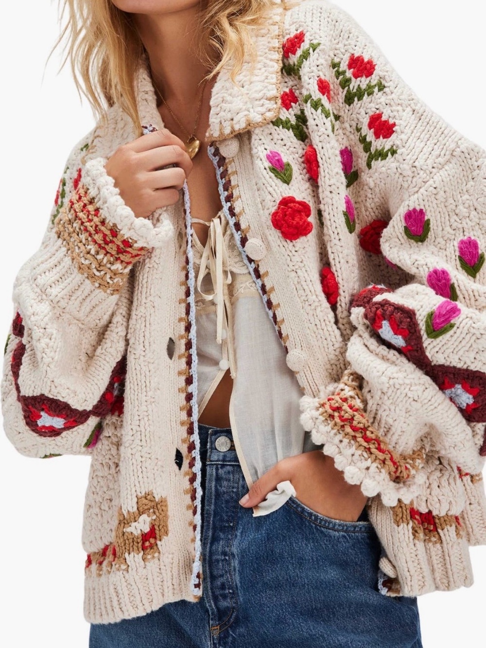Free People Rosebud Oversize Cardigan - Picture 1 of 5
